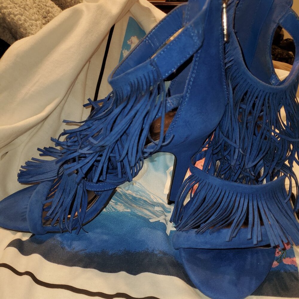 COBALT BLUE FRINGE SANDAL